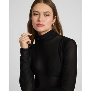 Wolford Semi-Sheer Long Sleeve Turtleneck Black Top Small Club Dance Sexy